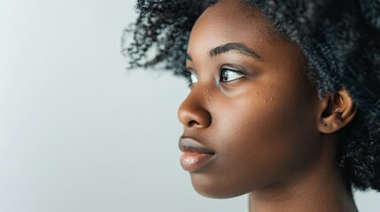 Young black Afro American woman, for business portrait profile.