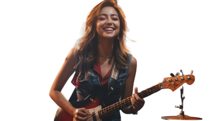 woman with guitar png image