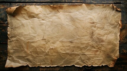 Sheet of parchment lying on a wooden table