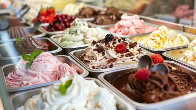 Large assortment of Italian ice cream