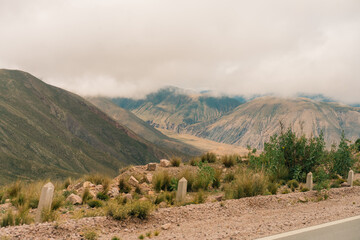 Road leading towards the Salinas Grandes salt flats near Purmamarca