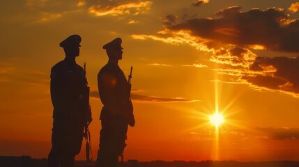 Fototapeta na wymiar Olive drab and sunset gold serene military tribute