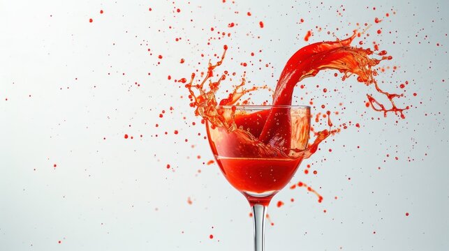 Dynamic red splash in a wine glass