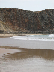 Cliff at the atlantic coast of Praia do Tonel beach, Sagres, Algarve, Portugal