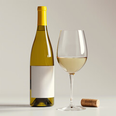 Fototapeta premium A poured Chardonnay, Sauvignon Blanc, Pinot Grigio, Riesling, Muscat Blanc, blanc, white wine, wine, white, yellow wine, white wine glass, and a generic white wine bottle stock photo or stock image.