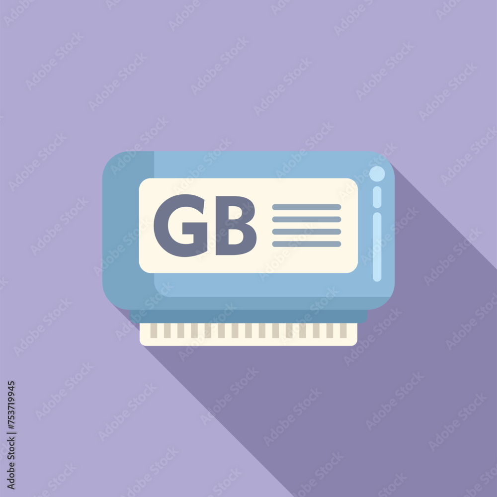 Poster gigabyte data memory icon flat vector. machine device. database product