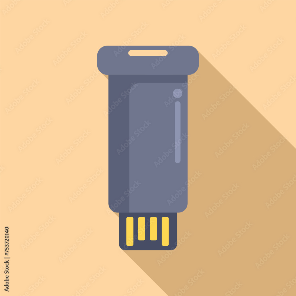 Poster usb flash memory icon flat vector. machine micro size. database server