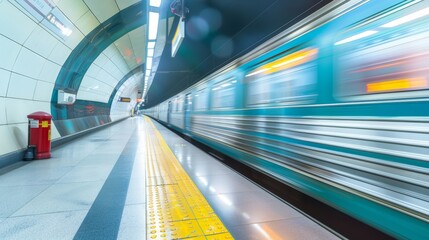 Subway train station motion blur background