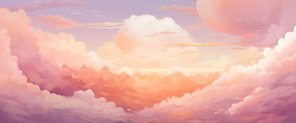 Magical gradient sunrise painting the horizon with soft colors, creating the cutest and most...