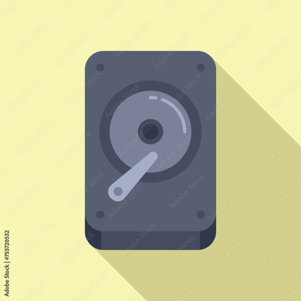 Poster disk gb data icon flat vector. assembly focus state. computer disk device