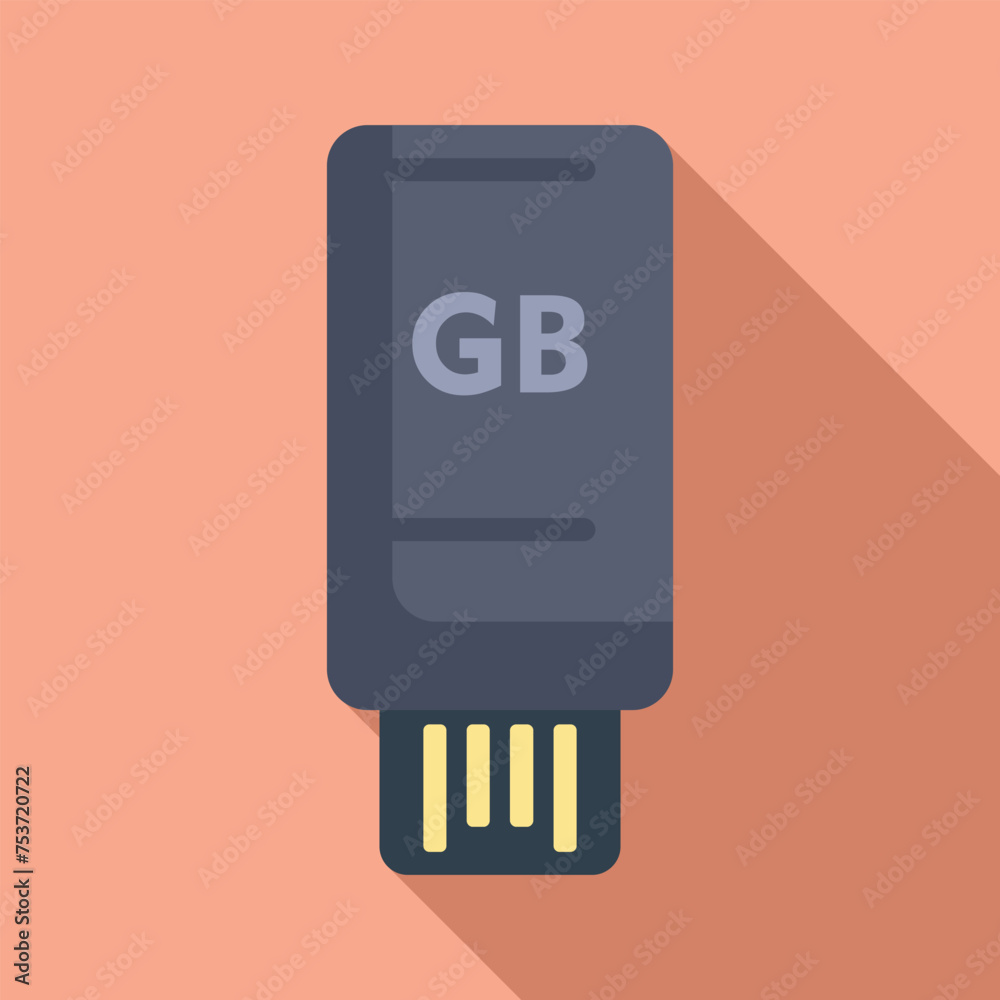 Poster speed usb disk icon flat vector. solid state disk. database server megabyte