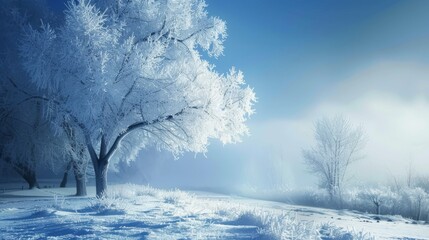 Fototapeta na wymiar Sky blue and silver serene winter wonderland