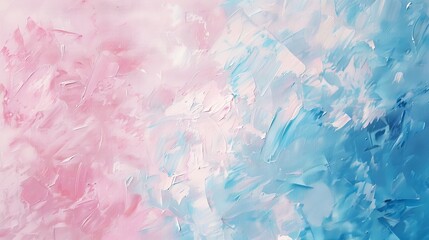 Pastel pink and blue textured abstract painting.