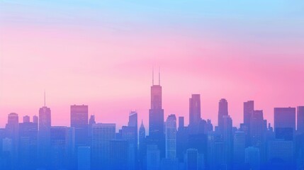 Fototapeta na wymiar Pastel pink and blue urban skyline silhouette background.