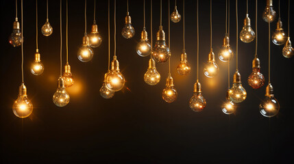 Obraz premium Hanging light bulbs Christmas decoration background 