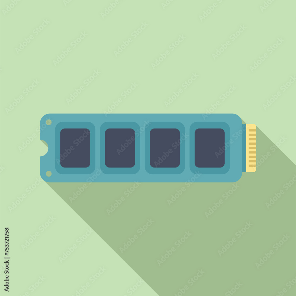 Poster fast ssd memory board icon flat vector. archive usb. state disk device