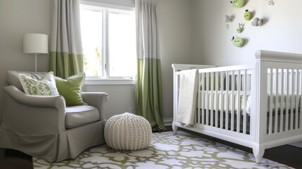 Pear green and dove grey modern nursery simplicity