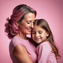 Happy mother and daughter