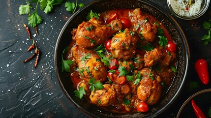 chicken karahi dish with tomatoes and spices