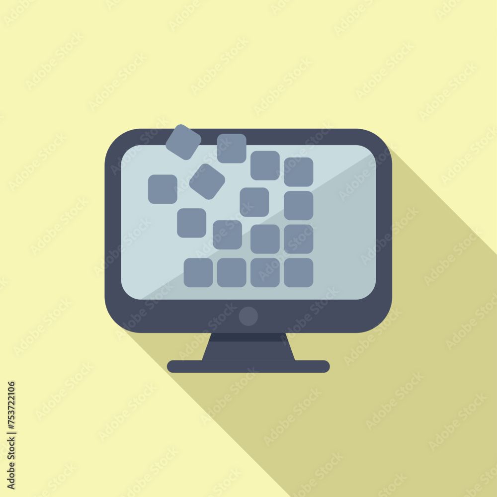 Poster monitor data storage icon flat vector. shutter cloud. data center backup