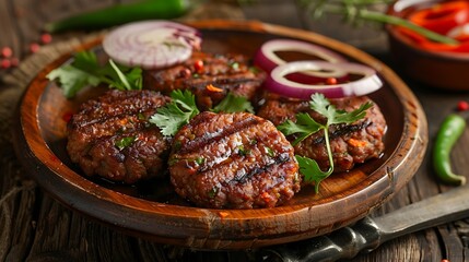 chapli kebab dish with spiced minced meat patties