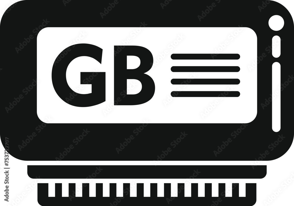 Poster gigabyte data memory icon simple vector. machine device. database product