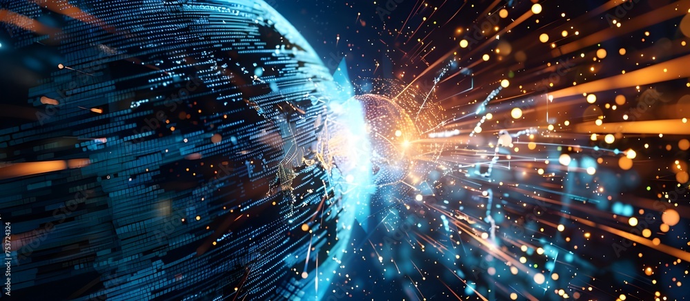 Poster Connection lines around the Earth's surface, future technology backdrop with circles and lines. Internet global connection concept Background.