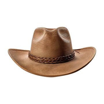 brown cowboy hat isolated on transparent background, clipping path, png file, 