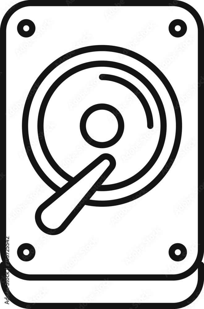 Poster disk gb data icon outline vector. assembly focus state. computer disk device