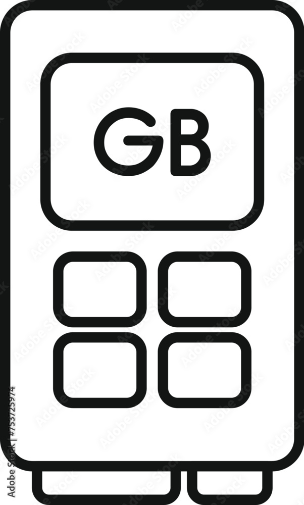 Poster gb memory board icon outline vector. solid machine. computer disk device