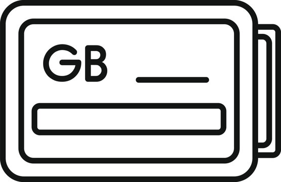 recommend clip art: GB memory board icon outline vector. Focus solid machine. Card equipment