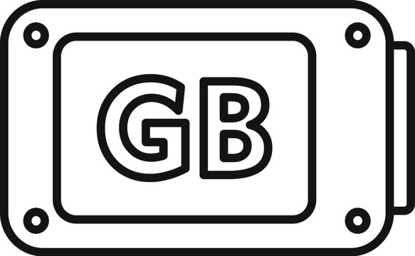 recommend clip art: GB storage focus icon outline vector. State backup ssd. Device disk sd