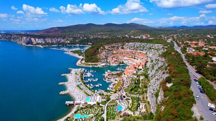 Portopiccolo Sistiana - Italy - Gulf of Trieste - fantastic aerial view of the seaside resort in a...