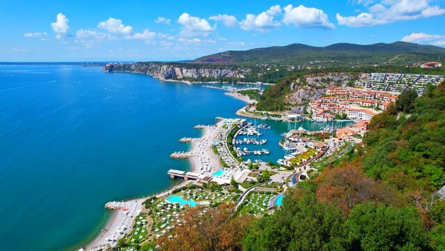 Portopiccolo Sistiana - Italy - Gulf of Trieste - fantastic aerial view of the seaside resort in a rocky bay