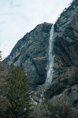rock waterfall in France in spring