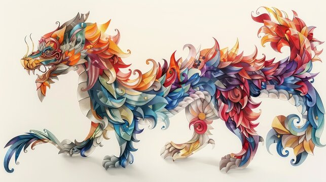 a drawing of a colorful dragon made out of different colors of paint on a white background with a white background.