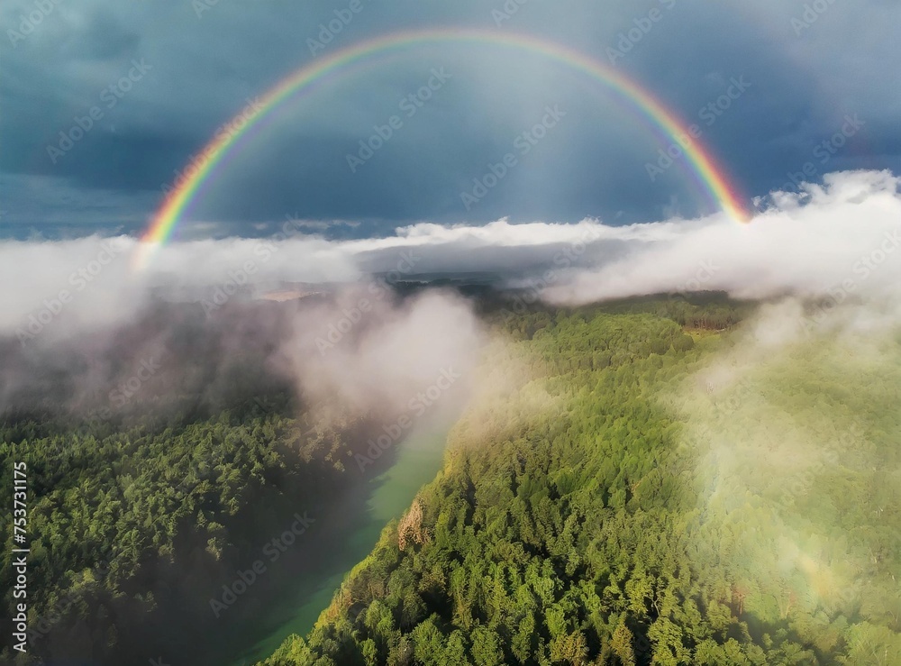 Poster Rainbow over the forest