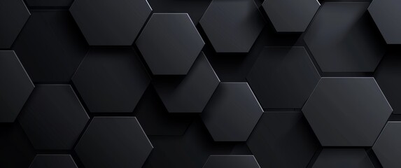 Dark grey hexagon pattern background for tech or gaming - obrazy, fototapety, plakaty