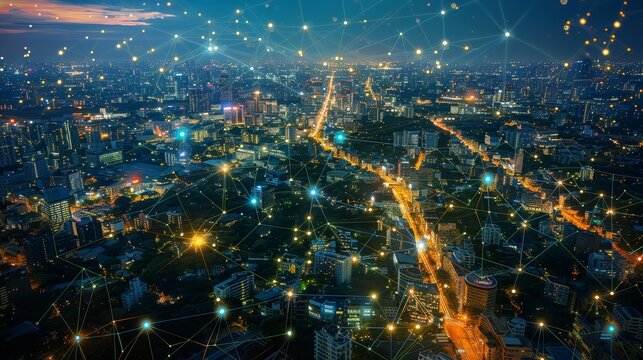 A satellite image showcasing the extensive reach of wireless networks