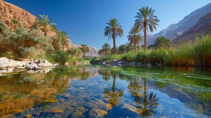 A serene desert oasis, a hidden gem for adventurers seeking solace and beauty