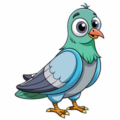 pigeon, dove, carrier pigeon, bird, poultry, avian, birdy, nestling, chick, auk, pet, vector, illustration, draw, cartoon, pretty, cute