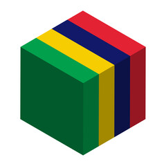 Mauritius flag - isometric 3D cube isolated on white background. Vector object.