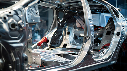 Fototapeta premium Vehicle interiors are assembled in factories for automotive design