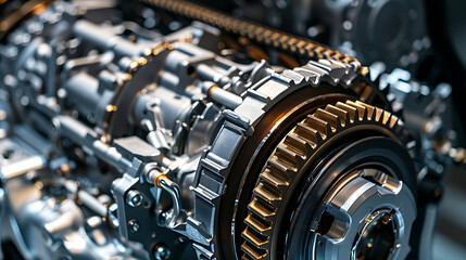Fototapeta premium Close up of gearbox in car engine, a key part of the automotive wheel system