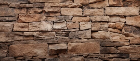 Background of an aged brown stone wall with fractures and texture