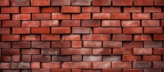 Obraz premium Arranged red bricks viewed up close brickwork in dark red color