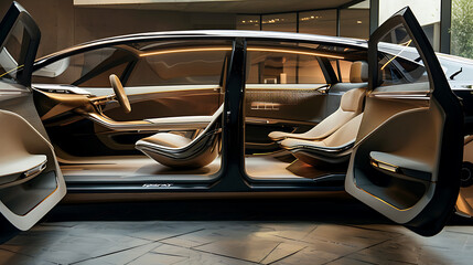 Futuristic cars doors open reveal sleek automotive design and luxury features - obrazy, fototapety, plakaty