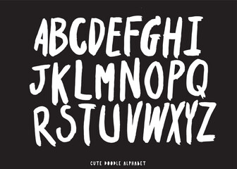 Cute doodle Vector background with black and white letters,Cute doodle Alphabet,alphabet pattern