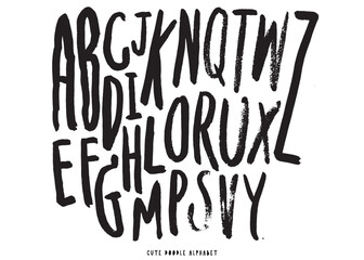 Cute doodle Vector background with black and white letters,Cute doodle Alphabet,alphabet pattern