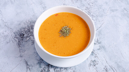 Lentil soup bowl isolated